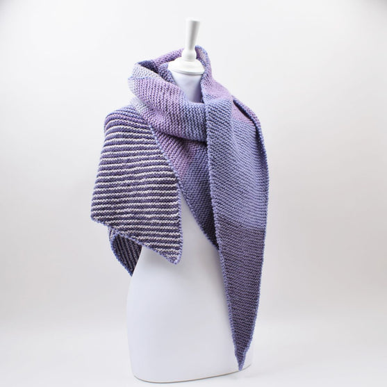 Asymmetric shawl with stripes
1