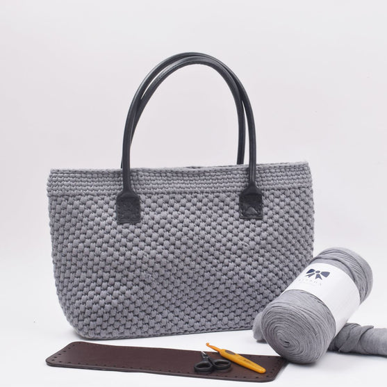 Ribbon Shopper with a Leather Base – Small
3