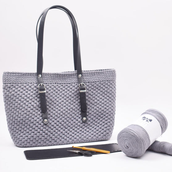 Ribbon Shopper with a Leather Base – Small
5