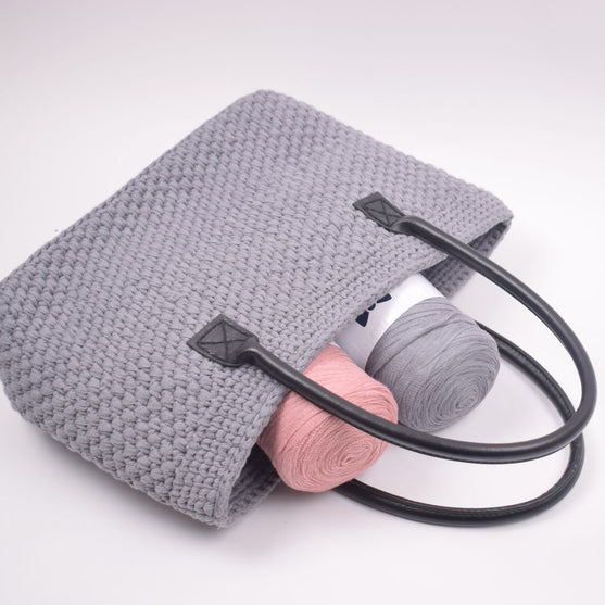 Ribbon Shopper with a Leather Base – Small
6