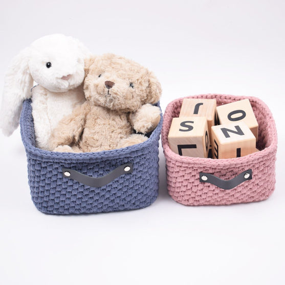 Storage basket with leather bottom - square - big
3