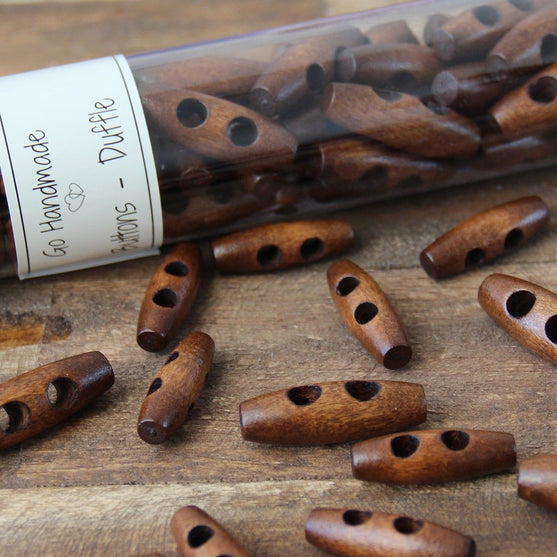 Oblong Wooden Buttons - 35 mm (1.4 inches) - Go Handmade
4