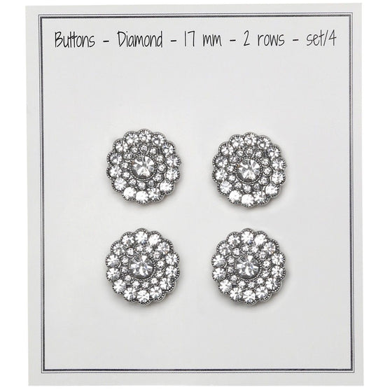 Bling Buttons - Small Stones - Silver - 4 pcs. - Go Handmade
2