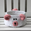 Teddy Basket with PU leather base
2