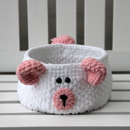 Teddy Basket with PU leather base
2