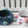 Teddy Basket with PU leather base
6