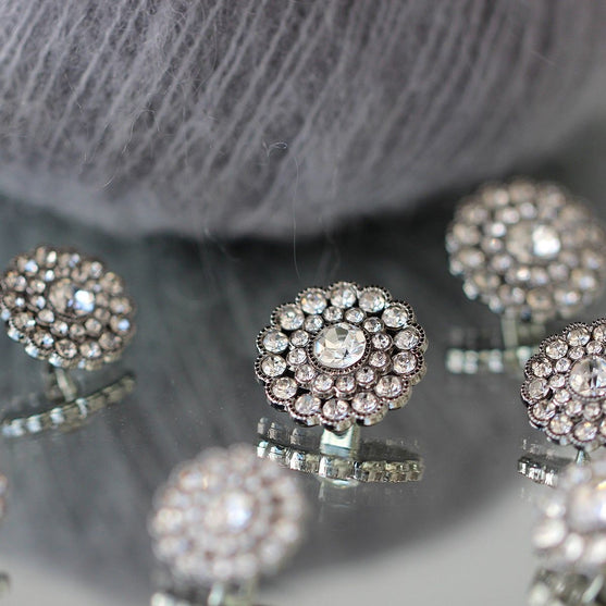 Bling Buttons - Small Stones - Silver - 4 pcs. - Go Handmade
4