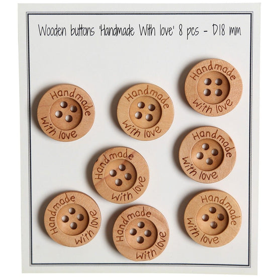 Wooden Buttons - Handmade with Love - 18 mm (7.1 in) - Go Handmade
1