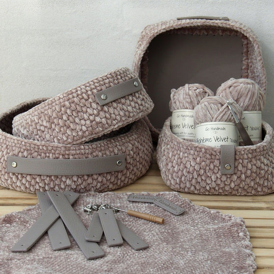 Moss Stitch Basket with PU bases - universal
2