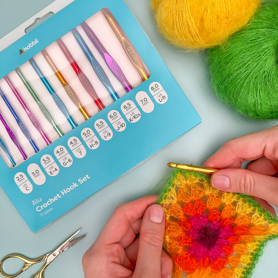 Alu Crochet Hook Set - 11 sizes - Hobbii
3
