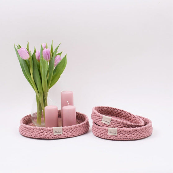 Decoration trays with round leather base
1