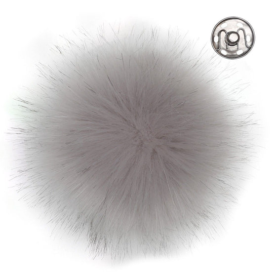 Pom Pom w/button - Gray - Large - Go Handmade
1