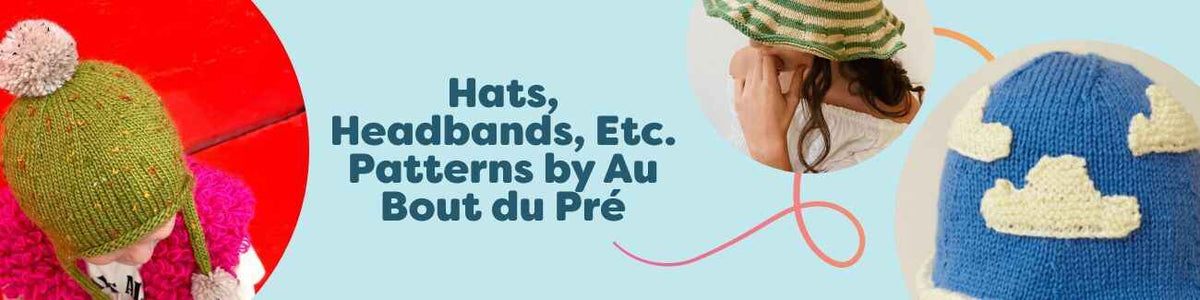 Au Bout du Pré hats, headbands, and beret patterns at Hobbii—kids and adult styles with yarn, needles, and hooks.