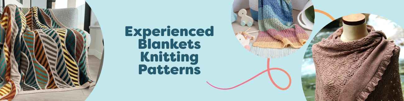 Curated selection of advanced blanket knitting patterns by Hobbii, featuring textured throws, baby blankets, and elegant wraps for experienced knitters.