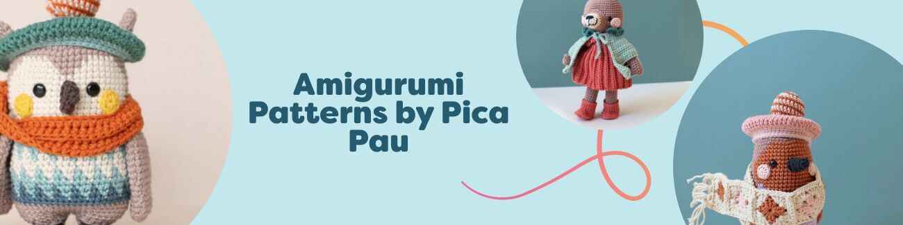 Collage of Pica Pau amigurumi animal crochet patterns—colorful soft toy characters made with Hobbii yarn, suitable for intermediate crocheters.