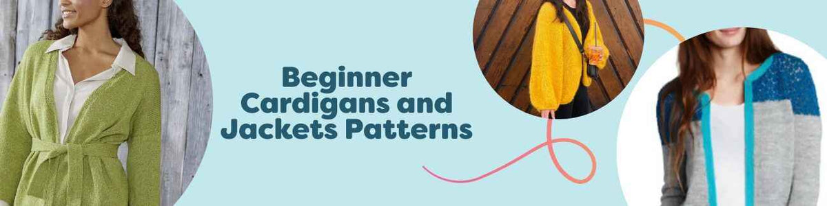Free beginner cardigan and jacket patterns for knitting and crochet from Hobbii, featuring simple, cozy layers in varied yarn weights and styles.
