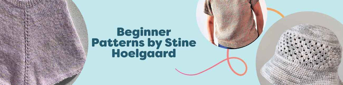 Beginner-friendly knit and crochet patterns by Stine Hoelgaard—ponchos, hats, and tees from Hobbii.
