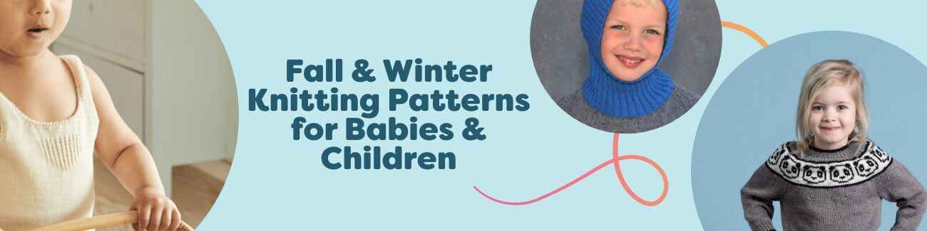 Free fall and winter knitting patterns for babies and kids—cozy hats, sweaters, mittens, and pumpkin-themed projects from Hobbii.