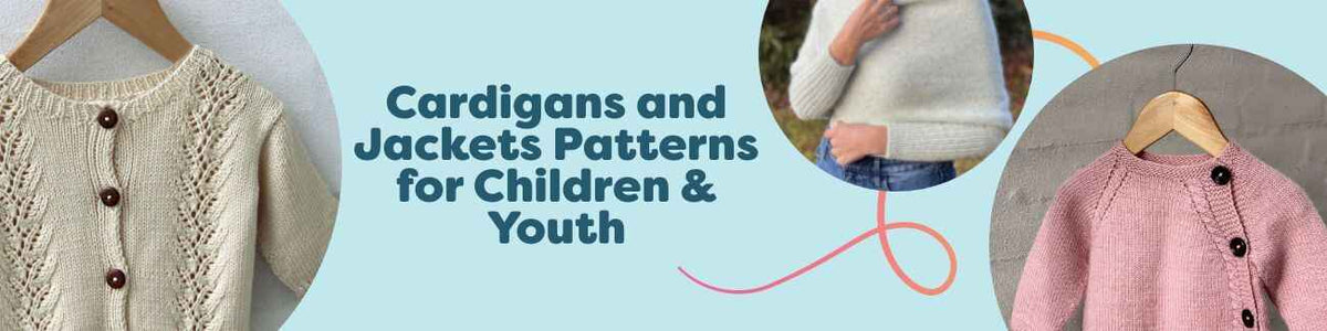 Children and youth wearing handmade cardigans and jackets — free knitting and crochet patterns by Hobbii.