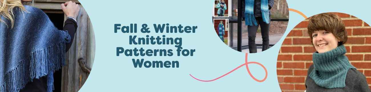 Free fall and winter knitting patterns for women: shawls, fringed scarves, cowls, socks, and balaclavas in soft, cozy yarns from Hobbii.