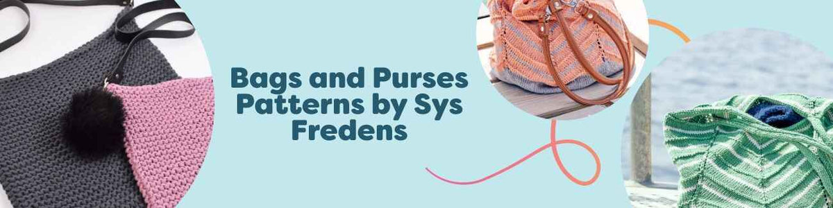 Free bag and purse patterns by Sys Fredens: knit and crochet totes, clutches, and shoulder bags from Hobbii.