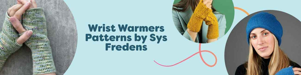 Knit wrist warmers in textured stitches and colorwork, from the Sys Fredens pattern collection at Hobbii.
