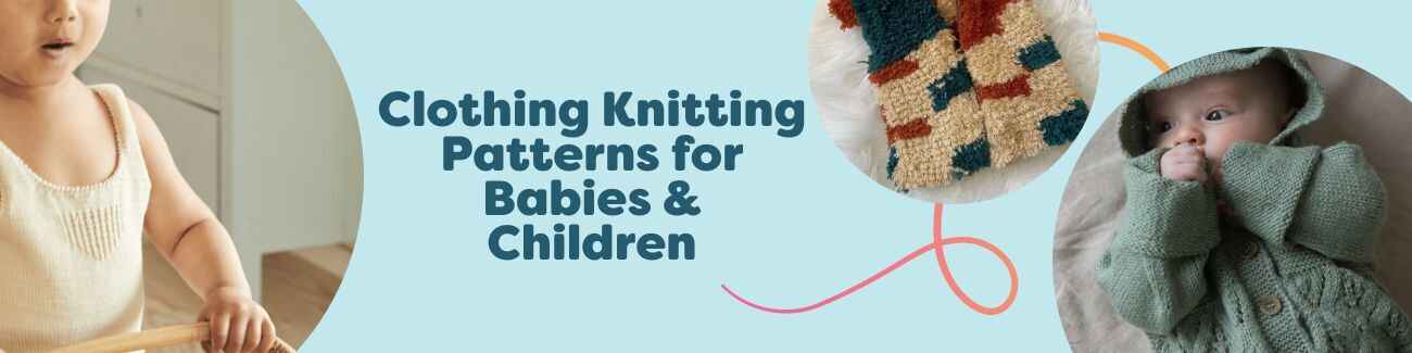 Curated selection of free baby and children’s clothing knitting patterns—sweaters, vests, hats, and rompers—styled with soft Hobbii yarns.