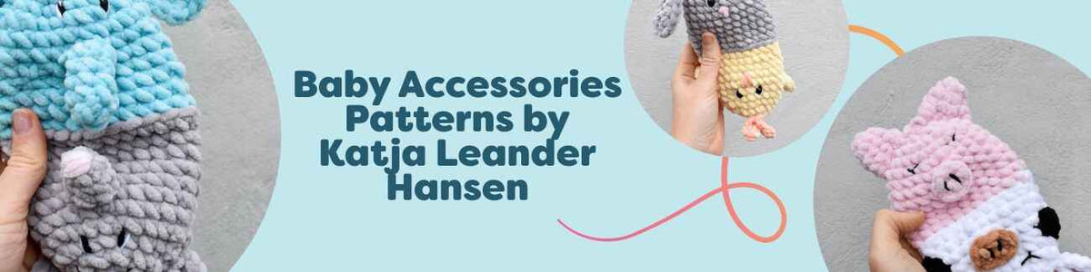 Reversible animal toy crochet patterns for babies by Katja Leander Hansen: elephant & mouse, bunny & chicken, cow & pig, penguin & polar bear.
