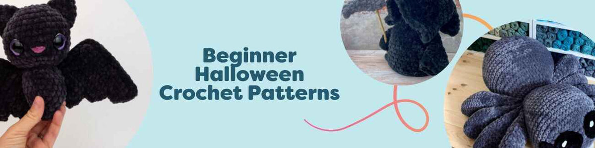 Beginner Halloween crochet patterns by Hobbii: cute bats, black cats, pumpkins, ghosts, and easy amigurumi and decor projects in seasonal yarns