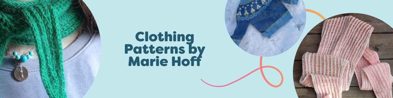 Marie Hoff clothing patterns at Hobbii: shawls, scarves, sweaters, and baby knits for knitters and crocheters.