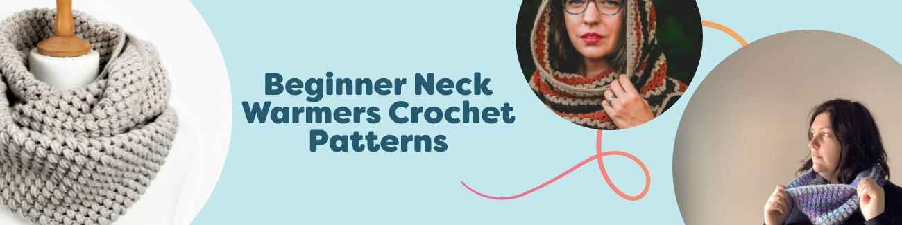 Beginner-friendly crochet neck warmers, cowls, snoods, and infinity scarves made with Hobbii yarns, arranged in soft, cozy colors.