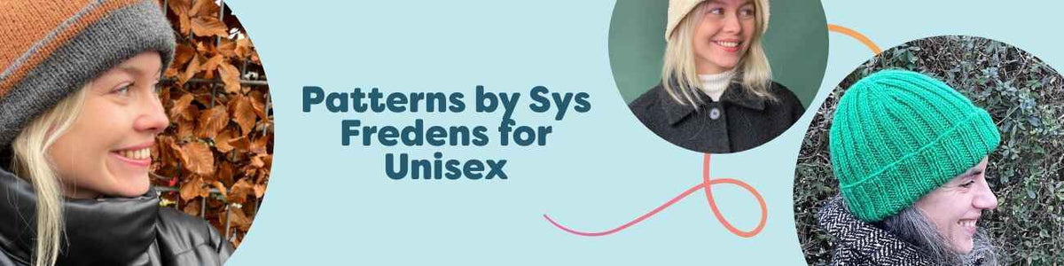 Unisex Sys Fredens patterns at Hobbii: knit and intermediate crochet hats and bucket hats, styled for modern makers.