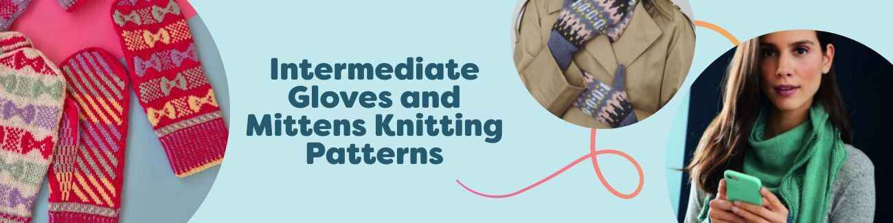 Free intermediate knitting patterns for gloves, mittens, fingerless styles, and Fair Isle arm warmers from Hobbii, styled in cozy yarns.