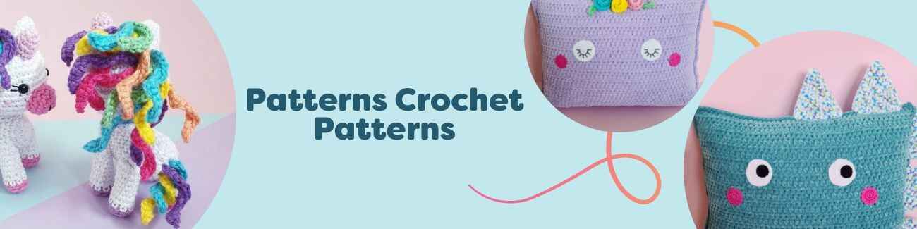 Free crochet pattern collection at Hobbii featuring unicorn and dino pillows, baby unicorn, strawberry amigurumi, and owl projects in bright yarns.