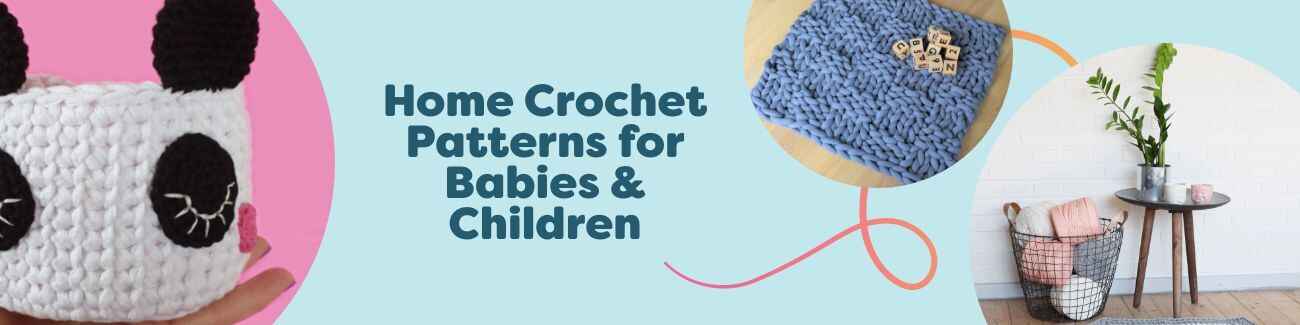 Cozy nursery scene with crocheted rugs, a cute basket, and soft baby decor in pastel colors - free home crochet patterns for babies and children by Hobbii.