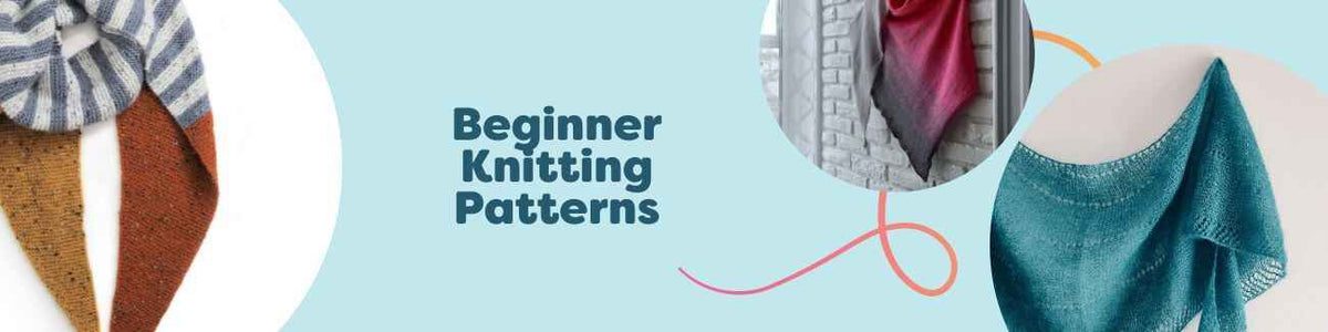 Image of Beginner Knitting Patterns from Hobbii: simple scarf, shawl, tote bag, and jumper projects styled with soft yarn, needles, and tidy swatches.