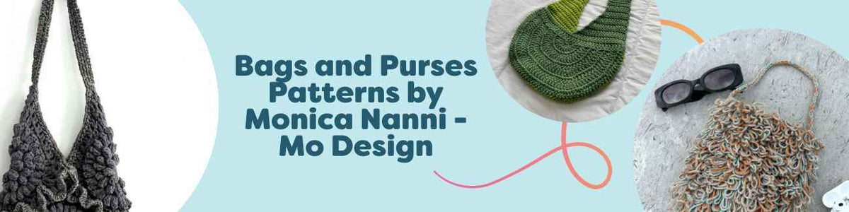 Free bag and purse crochet patterns by Monica Nanni (Mo Design) at Hobbii: tote, crossbody, knot bag, handbag, purse styles.