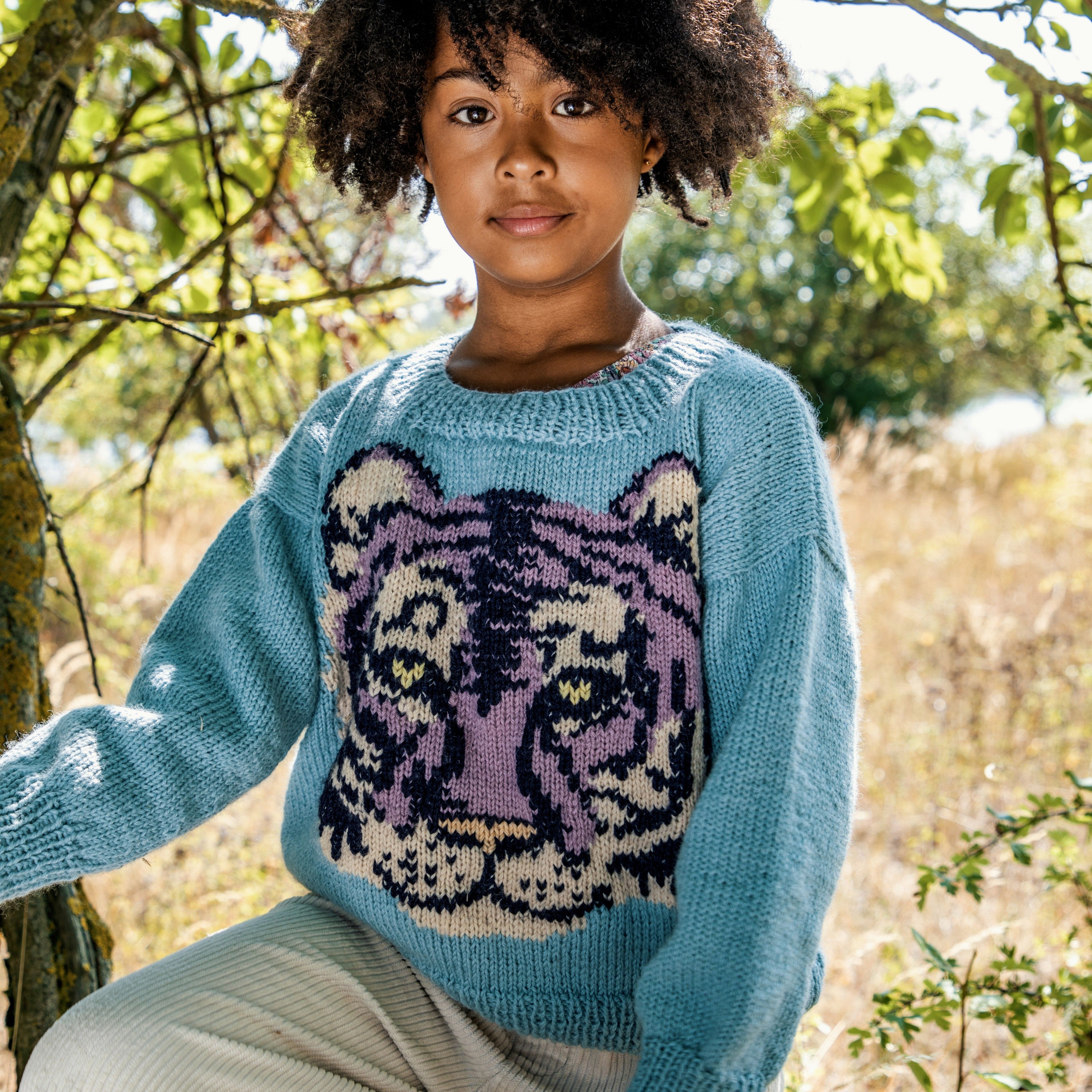 【WONDER WONDER】Yua Vintage Pattern Banding Knit Mini Sk Candy Tiger - Children's Sweater – Hobbii