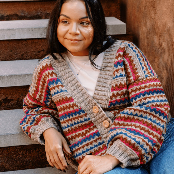 

Ottolie - Chevron Cardigan with Pockets
2
