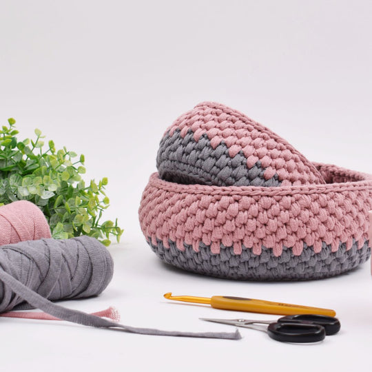 Crochet Ribbon Basket