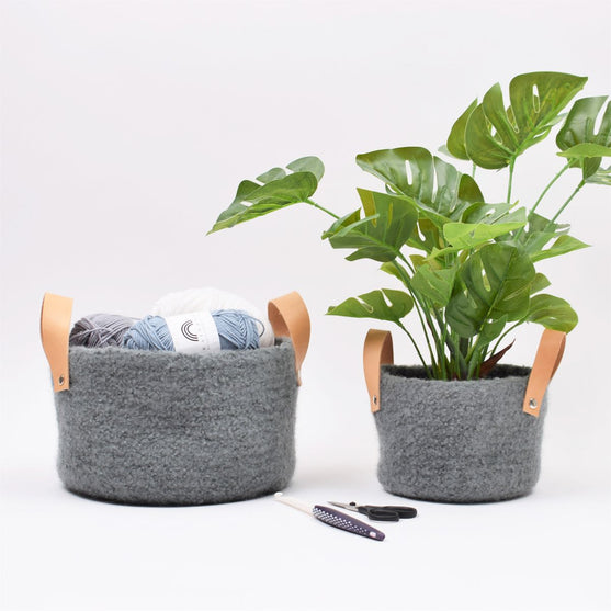 

Felted Basket with Leather Handles
2