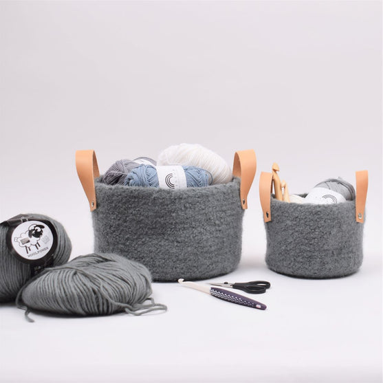 

Felted Basket with Leather Handles
3