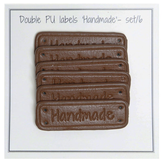 PU Leather Label "Handmade" 5 x 1,5 cm - Go Handmade