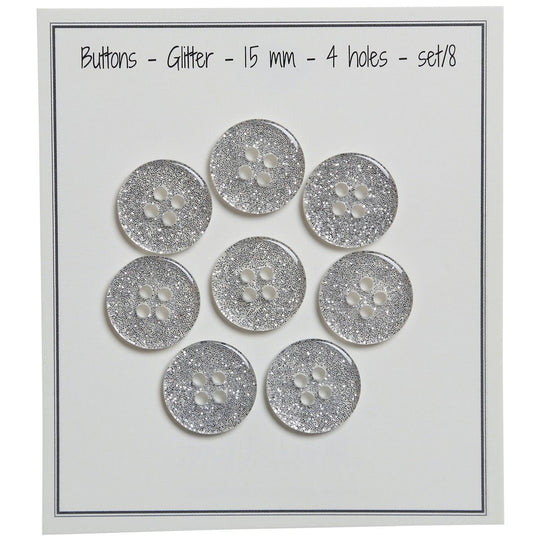 Glitter Buttons – Silver - Multiple sizes - Go Handmade