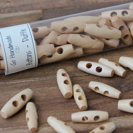 Oblong Wooden Buttons - 30 mm (1.2 inches)