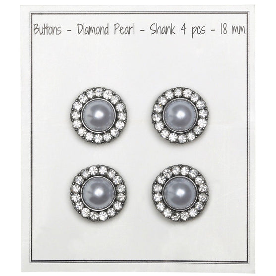 

Pearl Buttons w. Stones - Black - Multiple Sizes - Go Handmade
1