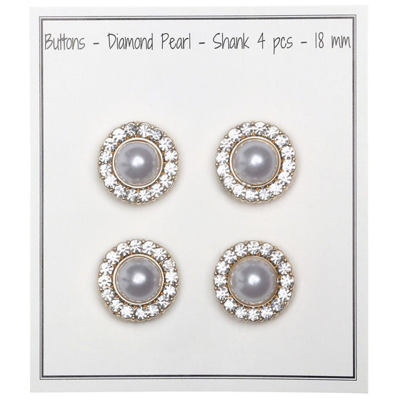 

Pearl Buttons w. Stones - Gold - Multiple Sizes - Go Handmade
1