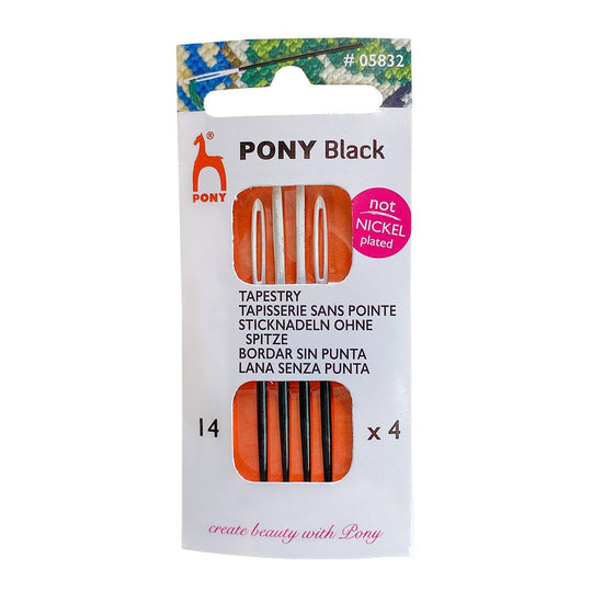 Tapestry Needles with Blunt Tips – Black &amp; White - Size 14 - Pony