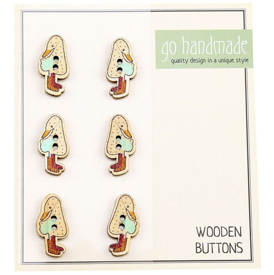 Wooden Buttons - The Duck Dotti - 6 pcs, 20 mm - Go Handmade