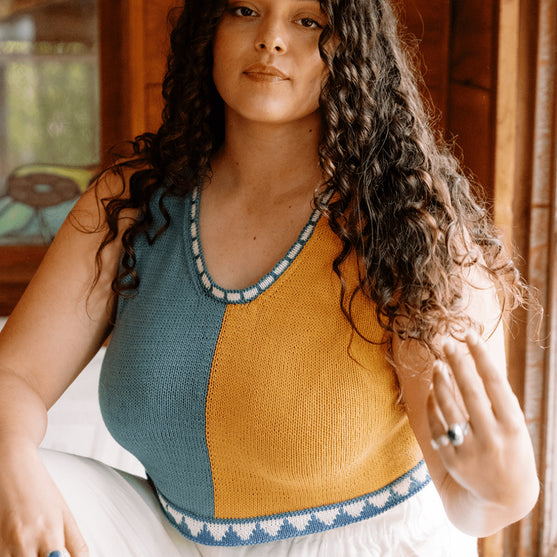 

Bevelled Tank - Sleeveless Intarsia Top
5